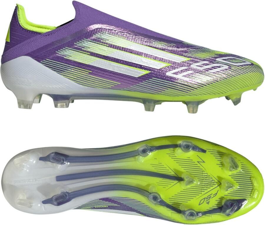 Adidas F50 Elite Veterloze Gras Voetbalschoenen (FG) Paars Wit Neongeel - Foto 3