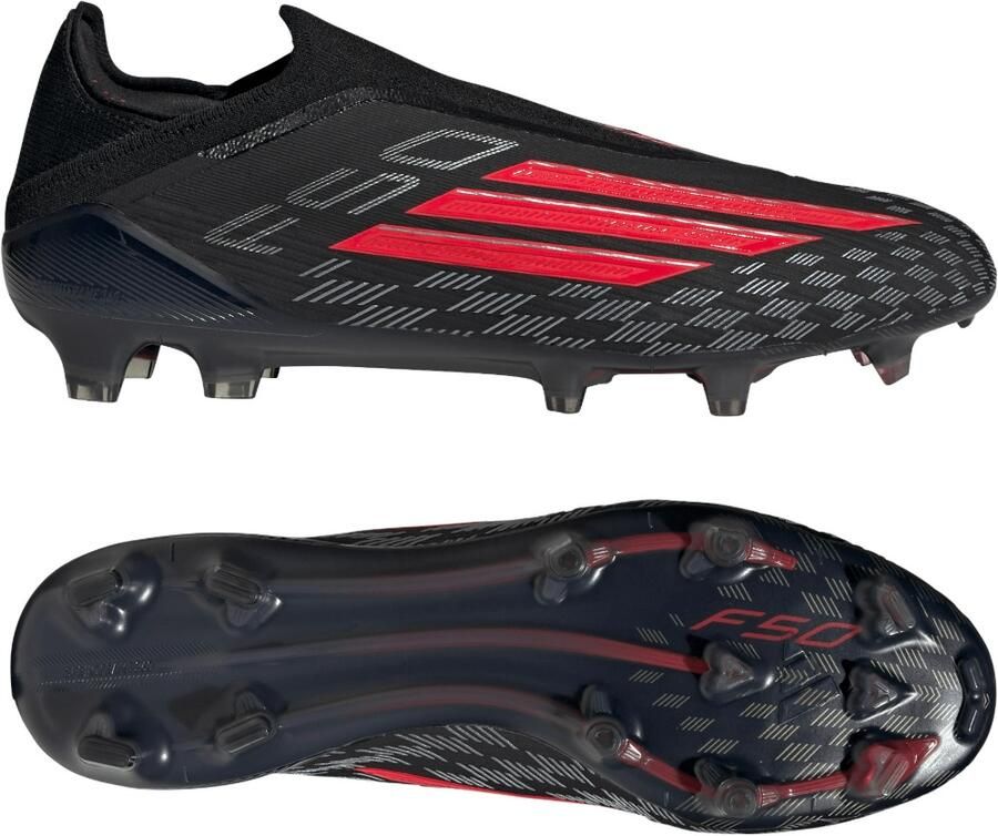 Adidas F50 Elite Veterloze Gras Voetbalschoenen (FG) Zwart Rood Donkergrijs
