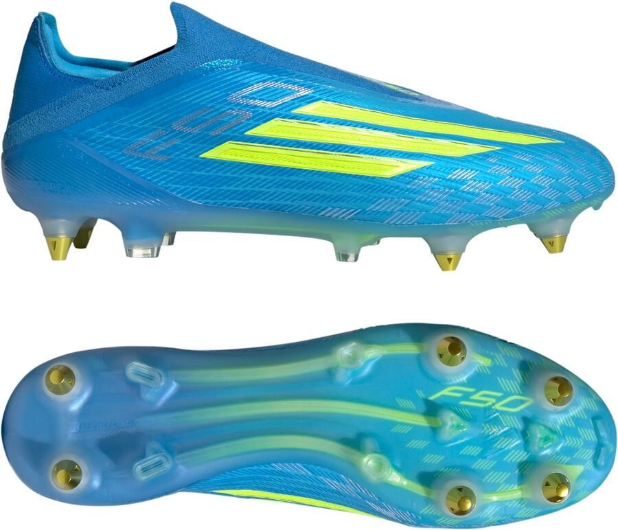 Adidas F50 Elite Veterloze IJzeren-Nop Voetbalschoenen (SG) Blauw Neongeel