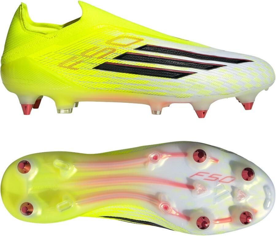Adidas F50 Elite Veterloze IJzeren-Nop Voetbalschoenen (SG) Neongeel Zwart Rood