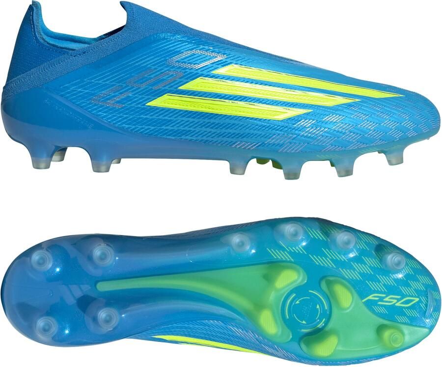 Adidas F50 Elite Veterloze Kunstgras Voetbalschoenen (AG) Blauw Neongeel