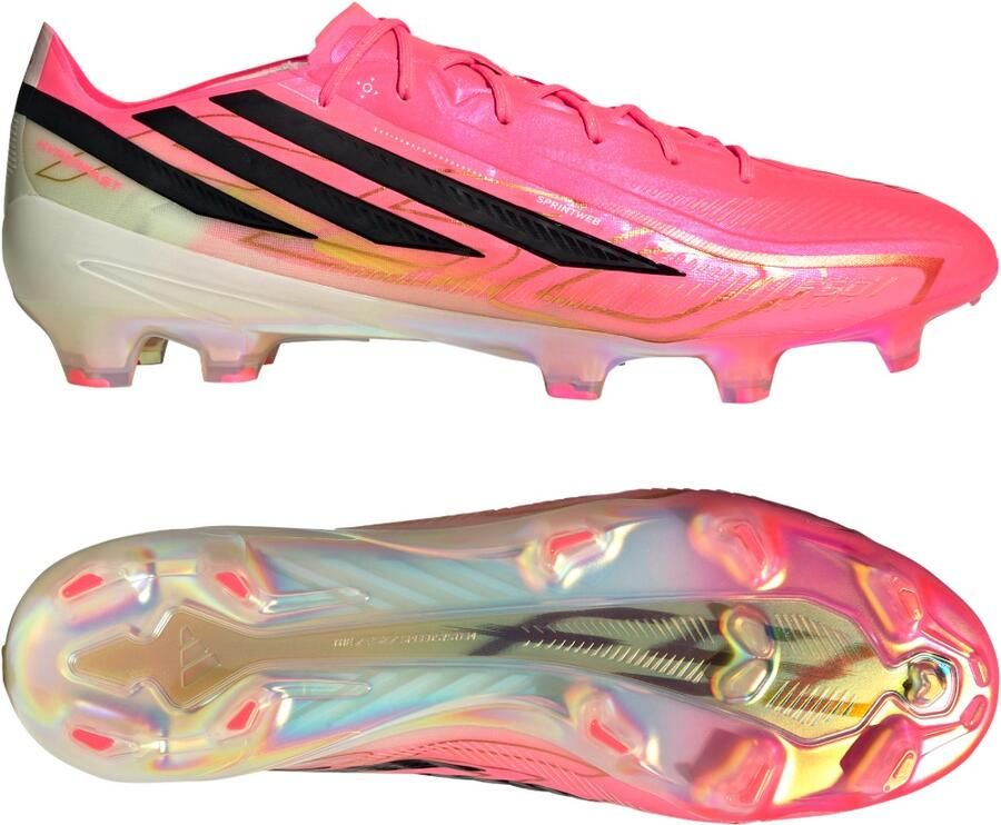 Adidas F50 Hyperfast Elite Gras Voetbalschoenen (FG) Felroze Zwart Goud Wit