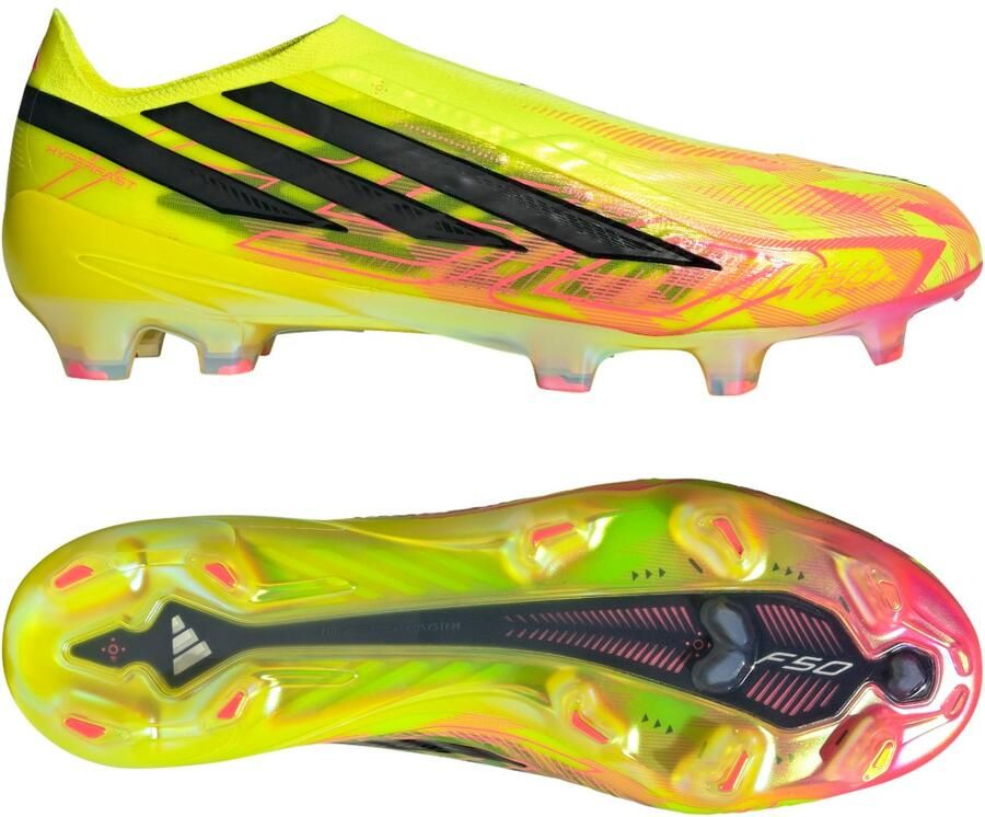 Adidas F50 Hyperfast Elite Too Light Veterloze Gras Voetbalschoenen (FG) Neongeel Zwart Roze