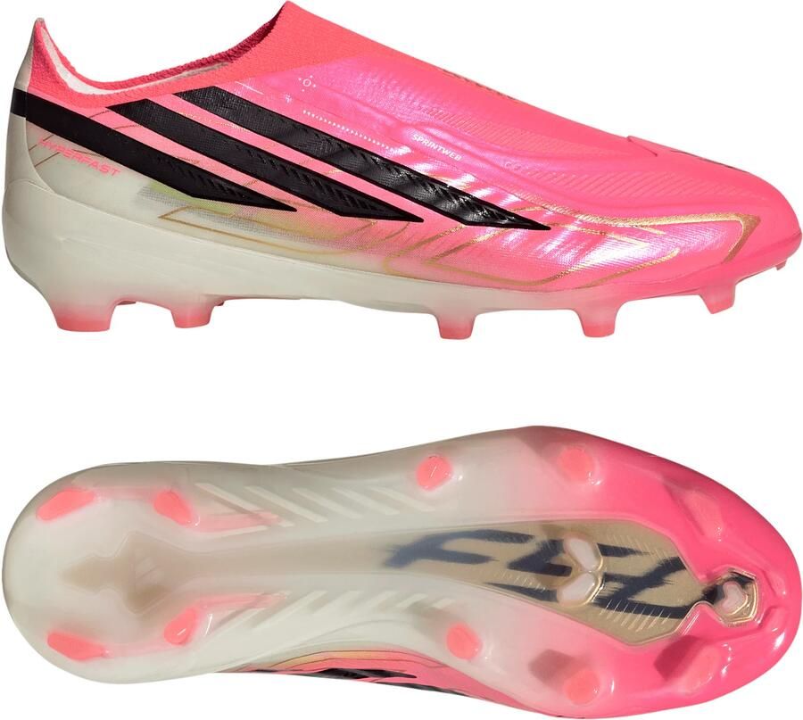 Adidas F50 Hyperfast Elite Veterloze Gras Voetbalschoenen (FG) Kids Felroze Zwart Goud Wit