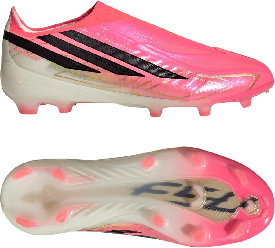 Adidas F50 Hyperfast Elite Veterloze Gras Voetbalschoenen (FG) Kids Felroze Zwart Goud Wit