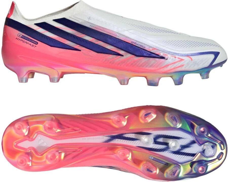 Adidas F50 Hyperfast Elite Veterloze Kunstgras Voetbalschoenen (AG) Wit Paars Roze