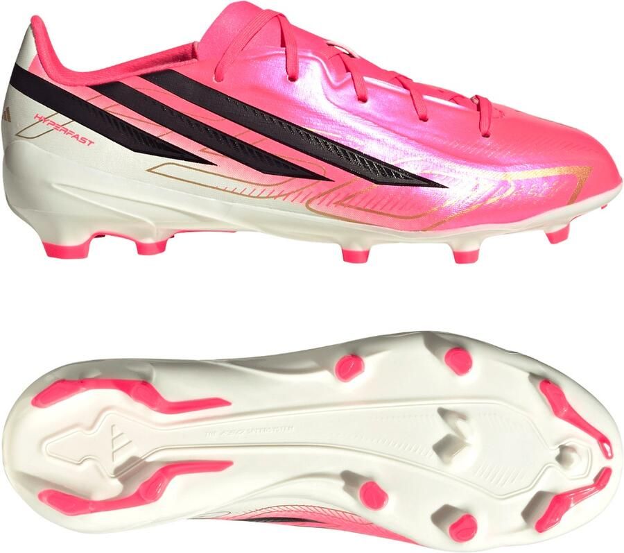 Adidas F50 Hyperfast League Gras Voetbalschoenen (FG) Kids Felroze Zwart Goud Wit - Foto 1