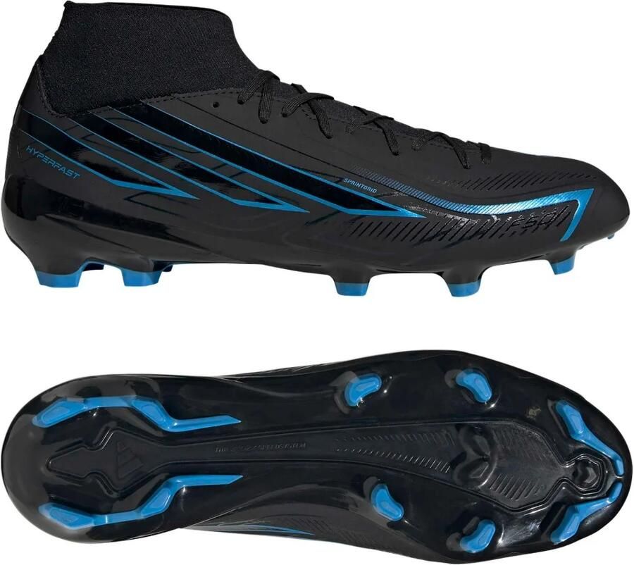 Adidas F50 Hyperfast League Mid Gras Voetbalschoenen (FG) Zwart Blauw