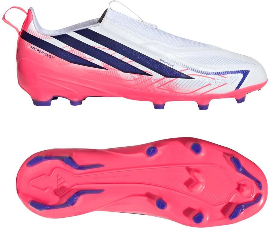 Adidas F50 Hyperfast League Veterloze Gras Voetbalschoenen (FG) Kids Wit Paars Roze