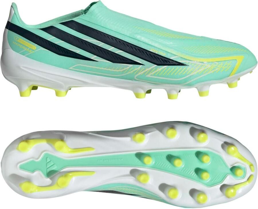 Adidas F50 Hyperfast League Veterloze Kunstgras Voetbalschoenen (AG) Mintgroen Zwart Wit