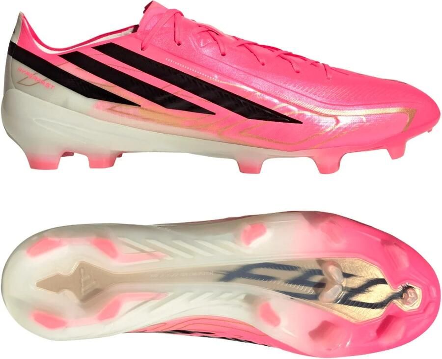 Adidas F50 Hyperfast Pro Gras Voetbalschoenen (FG) Felroze Zwart Goud Wit