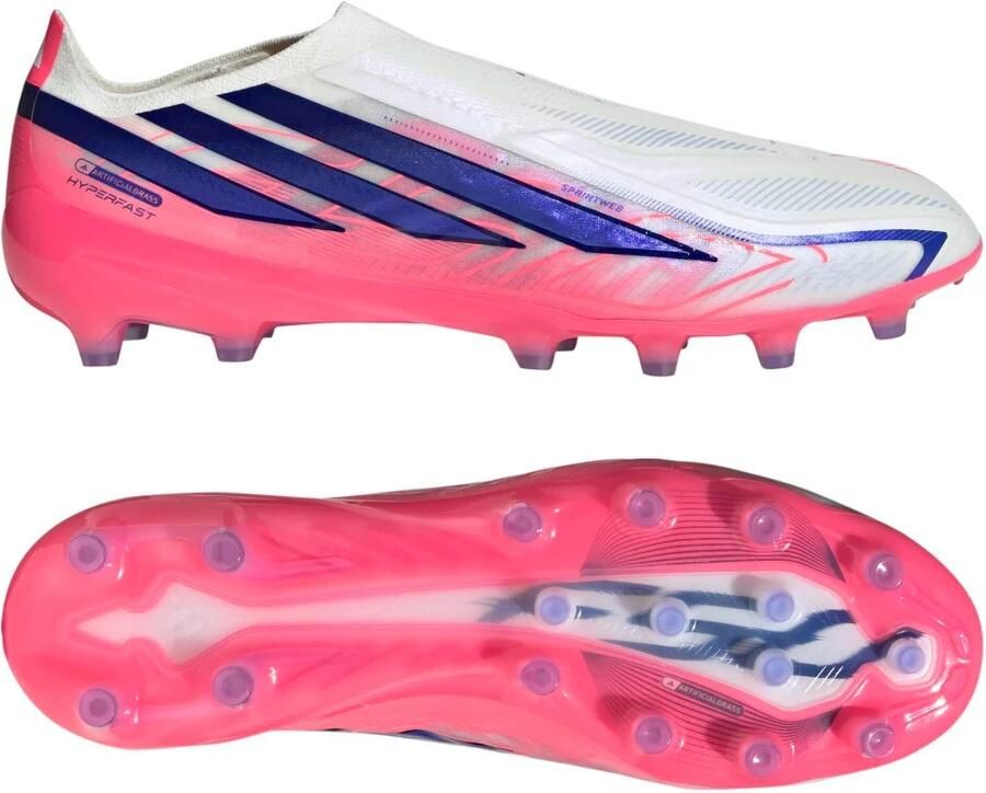 Adidas F50 Hyperfast Pro Veterloze Kunstgras Voetbalschoenen (AG) Wit Paars Roze