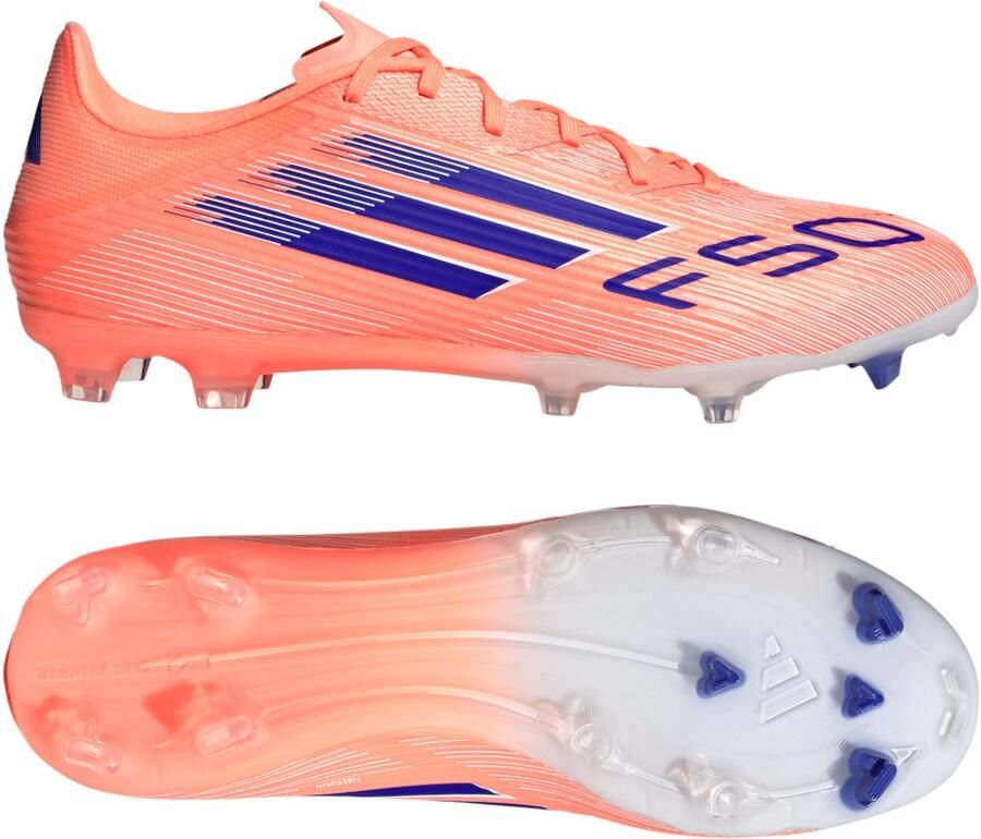 Adidas Perfor ce F50 League FG MG Senior voetbalschoenen koraalrood wit kobaltblauw - Foto 4