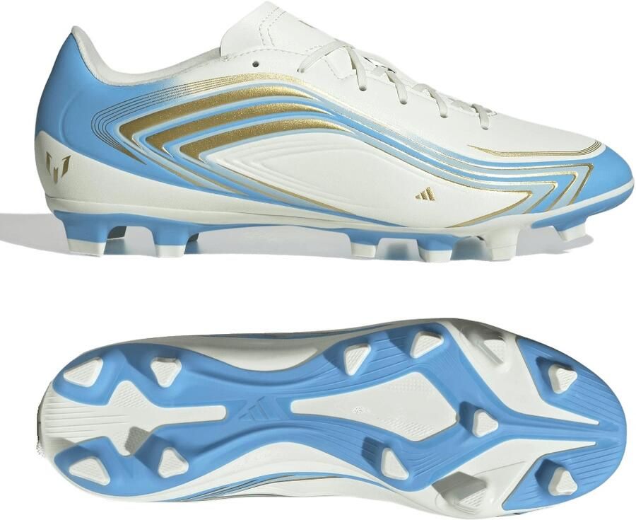 Adidas F50 Messi Club Gras Kunstgras Voetbalschoenen (MG) Wit Lichtblauw Goud