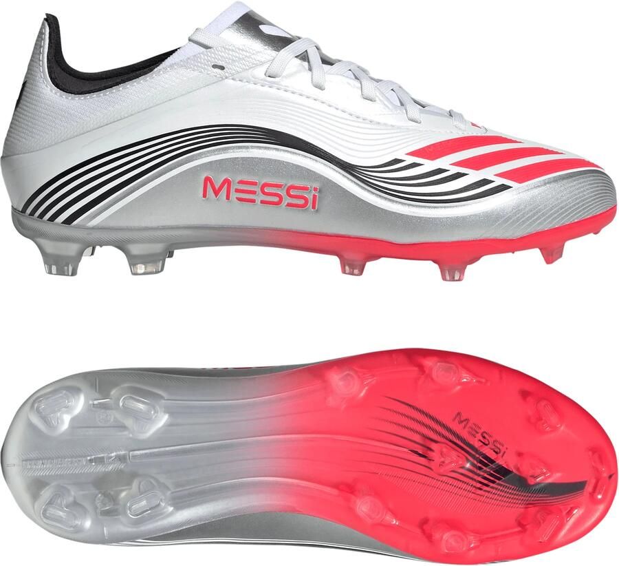 Adidas F50 Messi Elite Gras Voetbalschoenen (FG) Kids Wit Zilver Rood - Foto 2