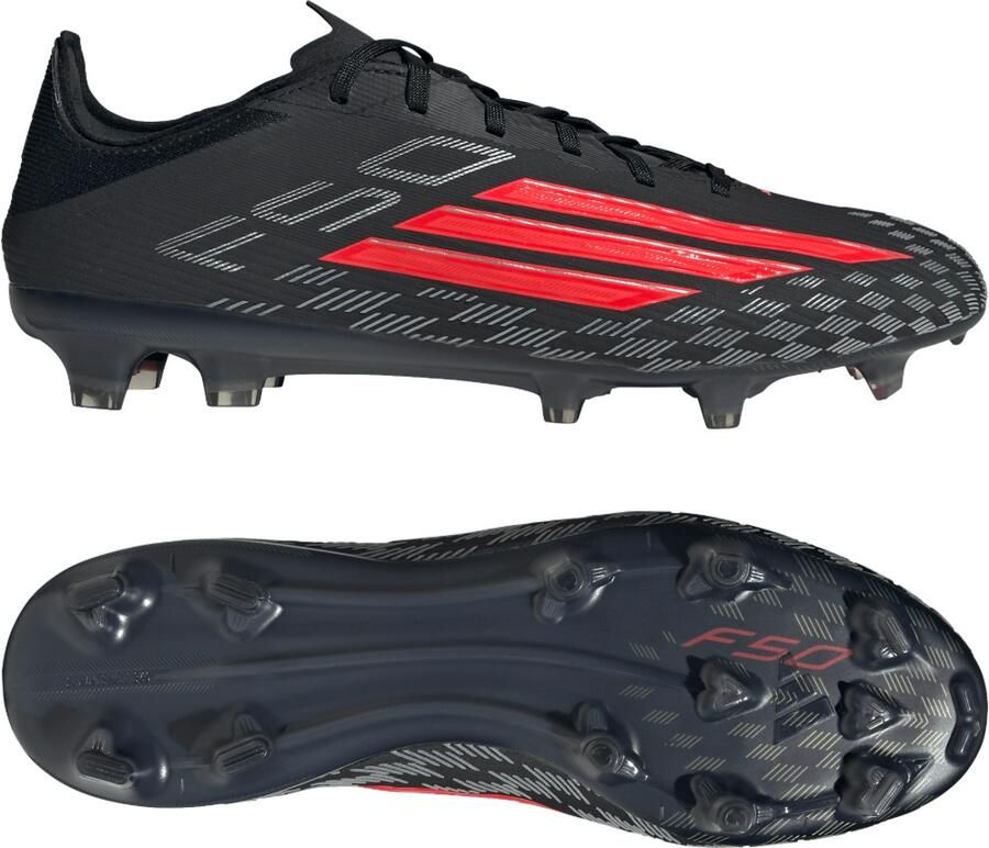 Adidas F50 Pro Gras Voetbalschoenen (FG) Zwart Rood Donkergrijs
