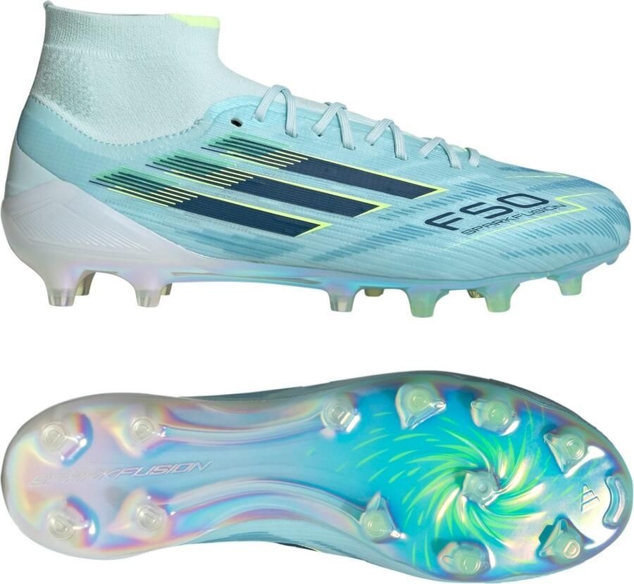 Adidas F50 Sparkfusion Elite Gras Kunstgras Voetbalschoenen (MG) Dames Lichtblauw Donkerblauw Neongeel