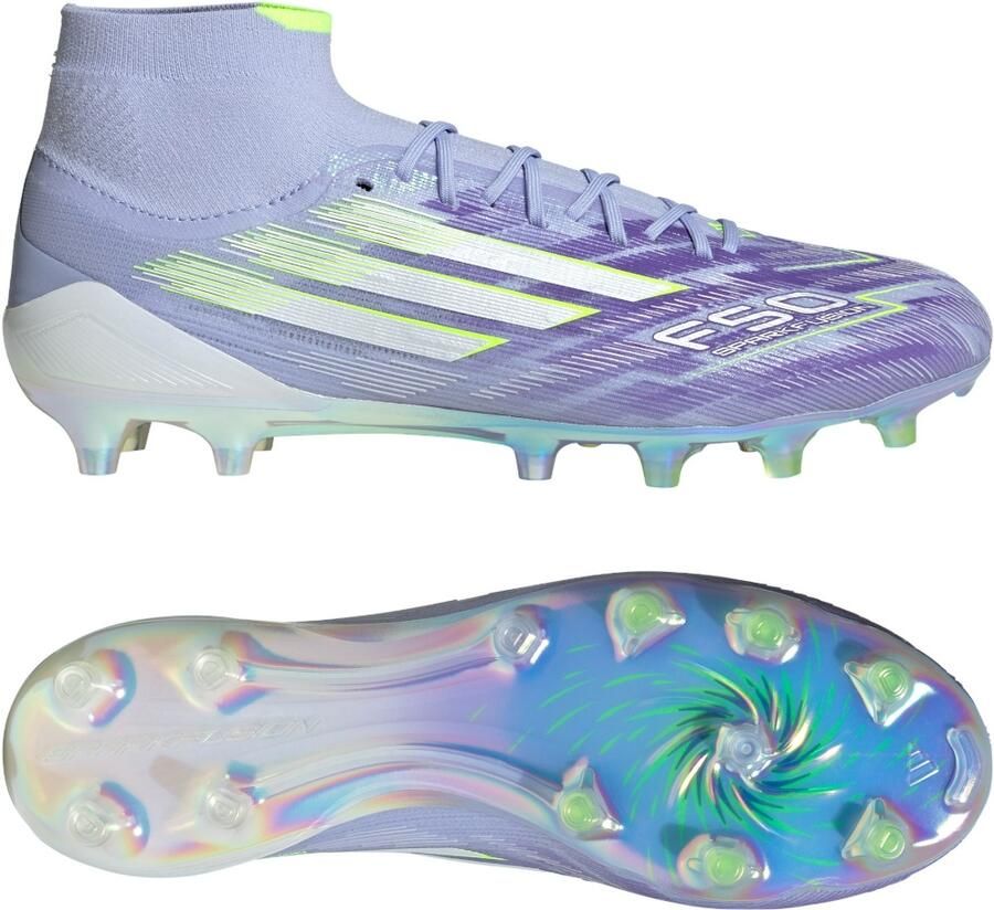 Adidas F50 Sparkfusion Elite Gras Kunstgras Voetbalschoenen (MG) Dames Paars Geel - Foto 2