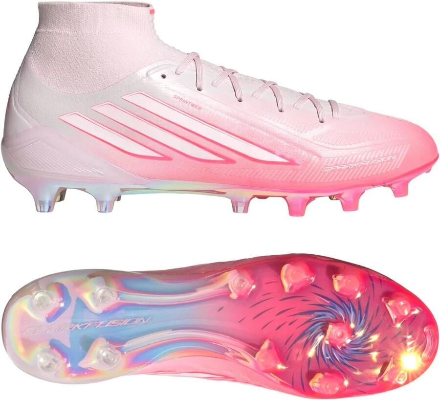 Adidas F50 Sparkfusion Elite Mid Gras Voetbalschoenen (FG) Dames Roze Wit