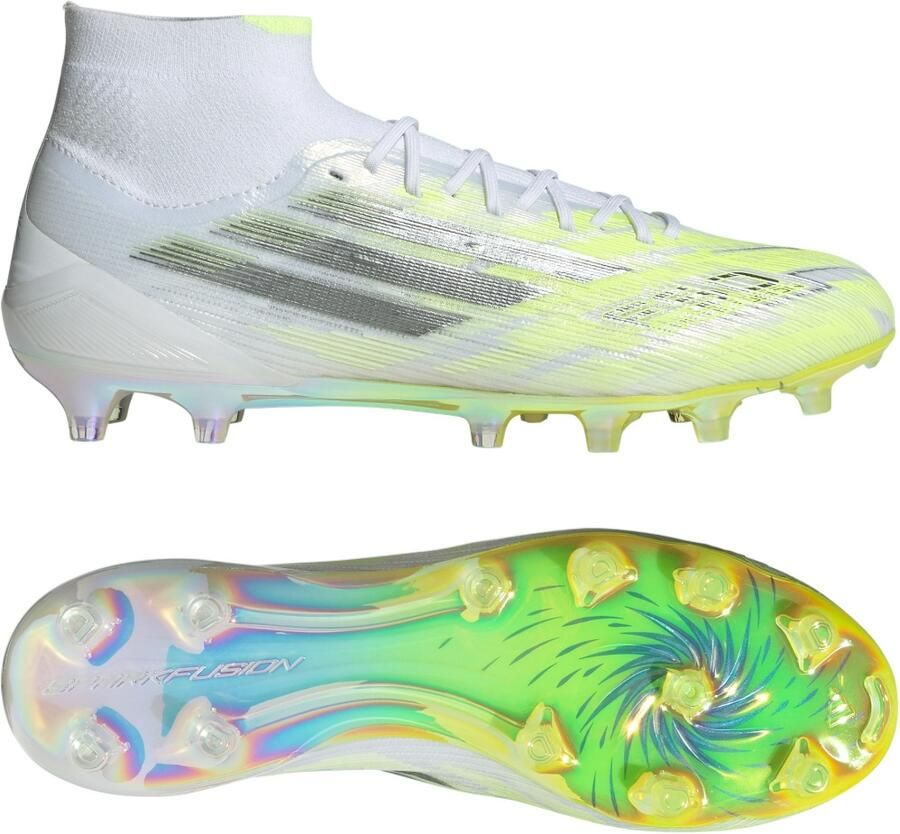 Adidas F50 Sparkfusion Elite Gras Kunstgras Voetbalschoenen (MG) Dames Wit Grijs Neongeel