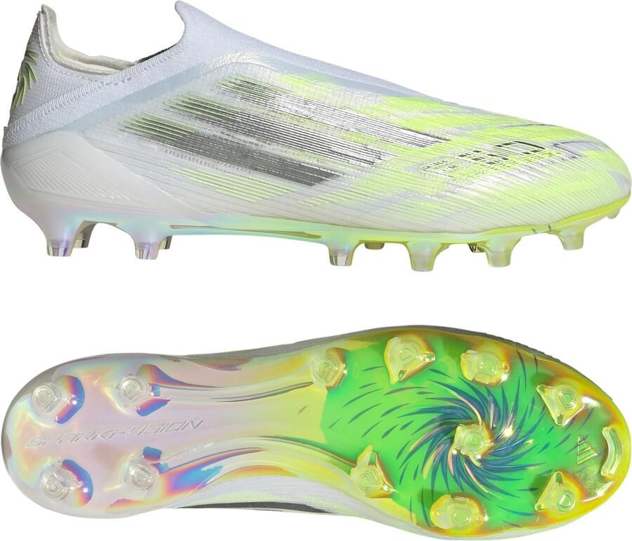Adidas F50 Sparkfusion Elite Veterloze Gras Kunstgras Voetbalschoenen (MG) Dames Wit Grijs Neongeel