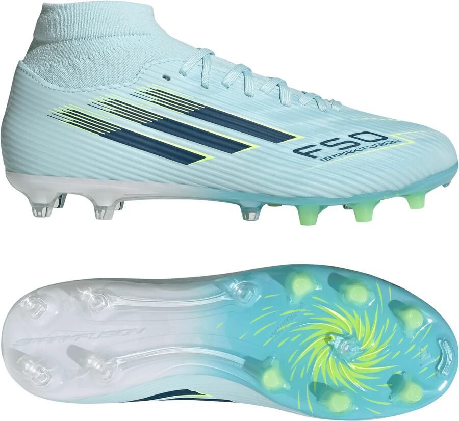 Adidas F50 Sparkfusion League Gras Kunstgras Voetbalschoenen (MG) Dames Lichtblauw Donkerblauw Neongeel