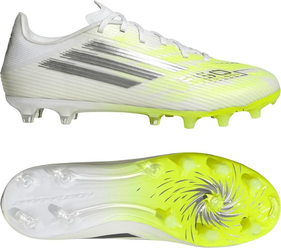 Adidas F50 Sparkfusion League Low Gras Kunstgras Voetbalschoenen (MG) Dames Wit Grijs Neongeel