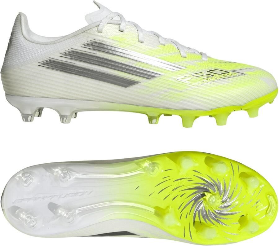 Adidas F50 Sparkfusion League Low Gras Kunstgras Voetbalschoenen (MG) Dames Wit Grijs Neongeel