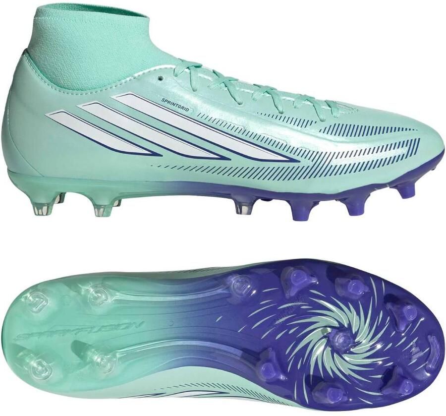 Adidas F50 Sparkfusion League Mid Gras Kunstgras Voetbalschoenen (MG) Dames Mintgroen Wit Blauw
