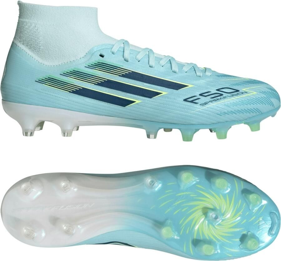 Adidas F50 Sparkfusion Pro Gras Kunstgras Voetbalschoenen (MG) Dames Lichtblauw Donkerblauw Neongeel