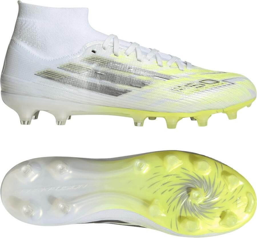 Adidas F50 Sparkfusion Pro Gras Kunstgras Voetbalschoenen (MG) Dames Wit Grijs Neongeel