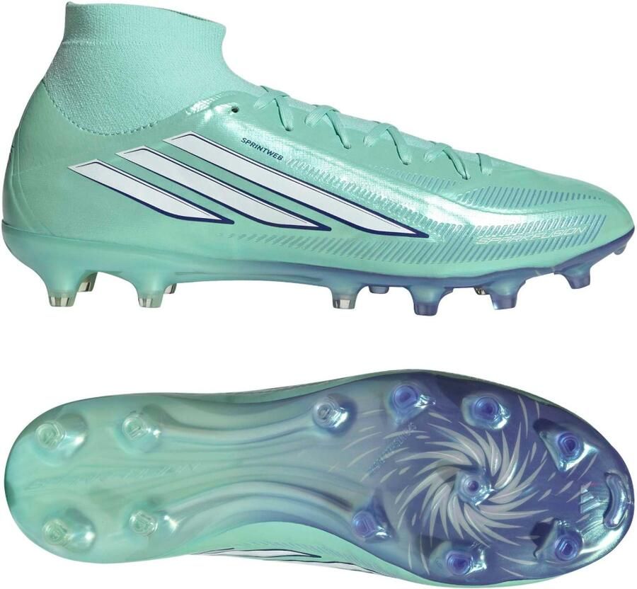 Adidas F50 Sparkfusion Pro Mid Gras Kunstgras Voetbalschoenen (MG) Dames Mintgroen Wit Blauw