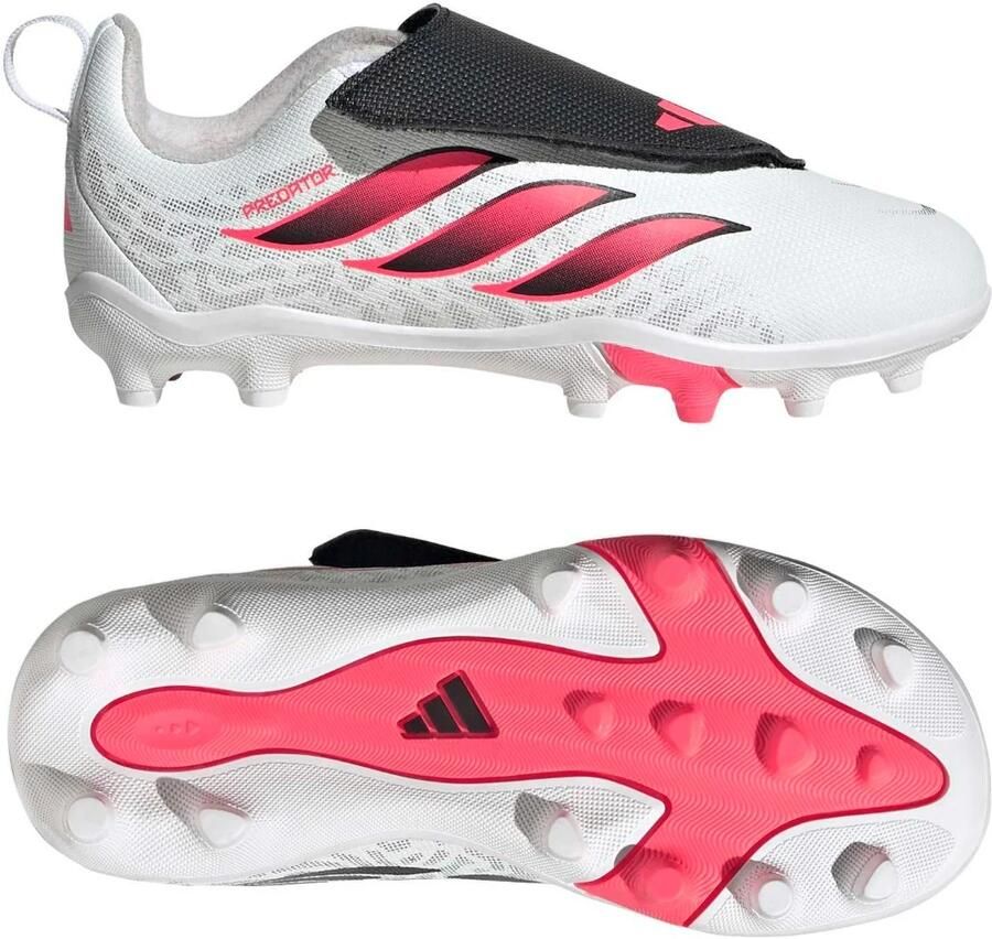 Adidas Predator Club FT Velcro Gras Kunstgras Voetbalschoenen (MG) Kleuters Wit Zwart Roze