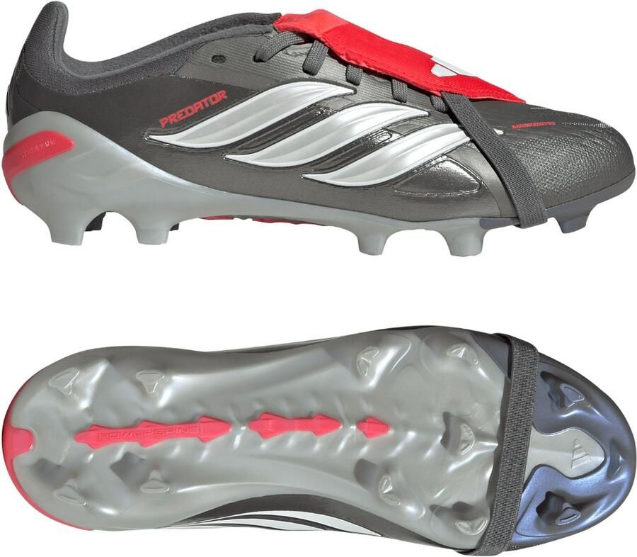 Adidas Predator Elite FT Gras Voetbalschoenen (FG) Kids Donkergrijs Wit Zilver Rood - Foto 2