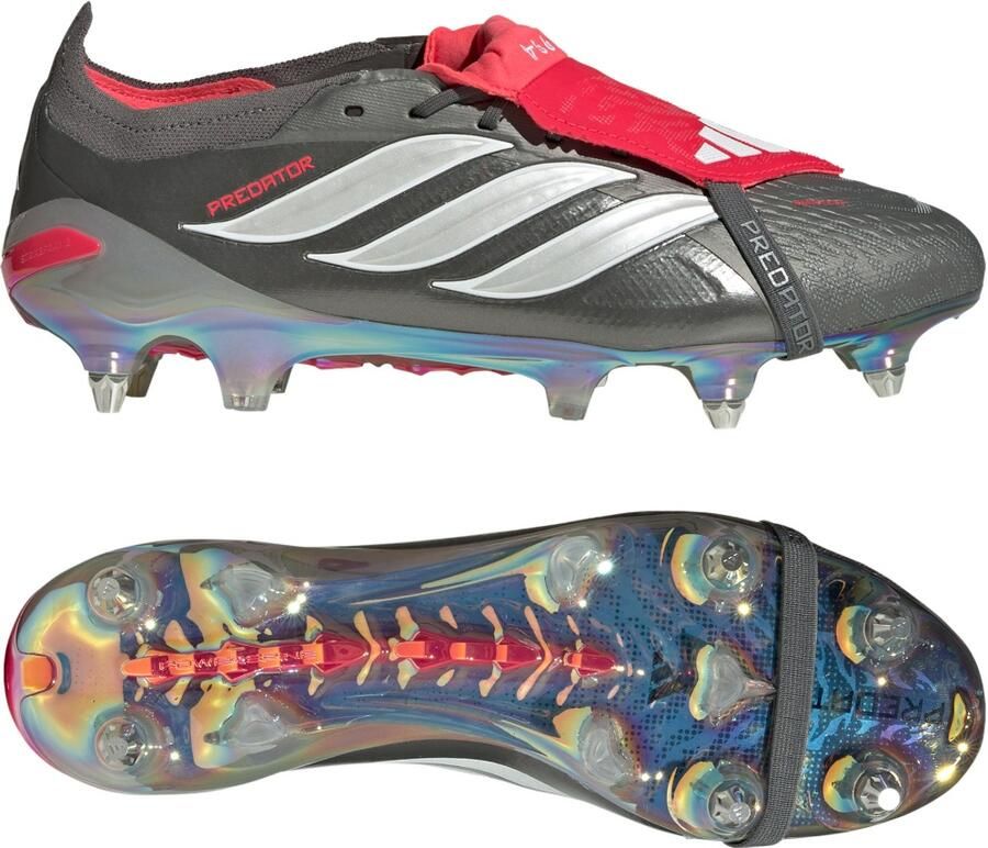 Adidas Predator Elite FT IJzeren-Nop Voetbalschoenen (SG) Donkergrijs Wit Zilver Rood