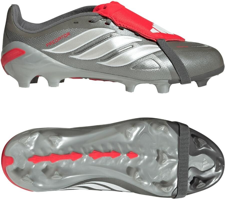 Adidas Predator League FT Gras Voetbalschoenen (FG) Kids Donkergrijs Wit Zilver Rood - Foto 2