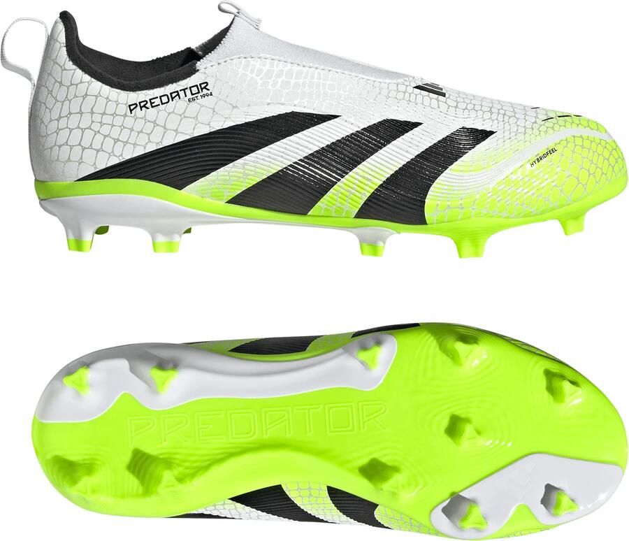 Adidas Predator League Veterloze Gras Kunstgras Voetbalschoenen (MG) Kids Wit Zwart Neongeel