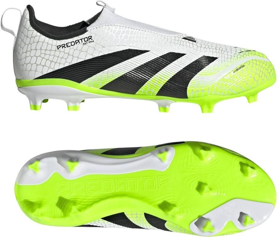 Adidas Predator League Veterloze Gras Kunstgras Voetbalschoenen (MG) Kids Wit Zwart Neongeel