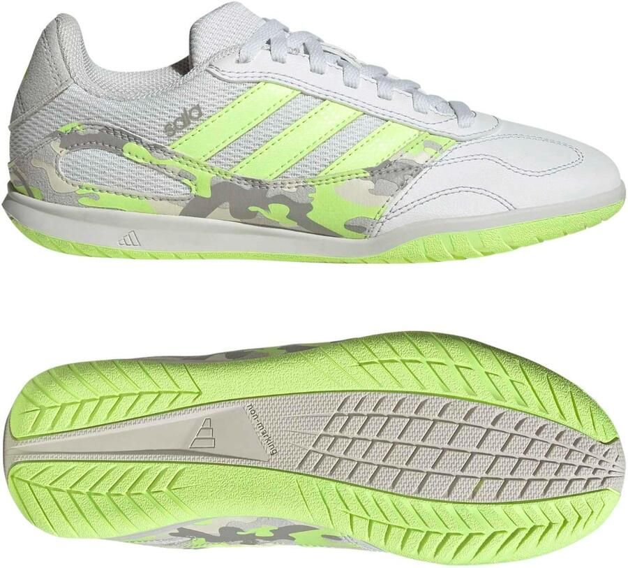 Adidas Super Sala III Zaalvoetbalschoenen (IN) Kids Lichtgrijs Lichtgroen Lime