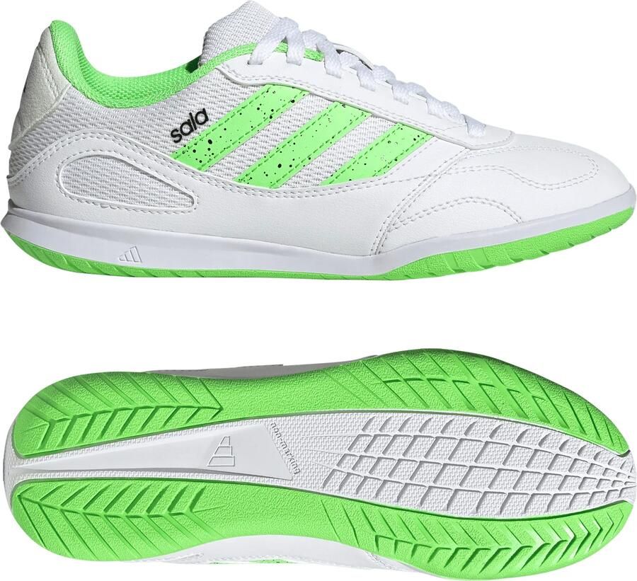 Adidas Super Sala III Zaalvoetbalschoenen (IN) Kids Wit Lichtgroen Zwart