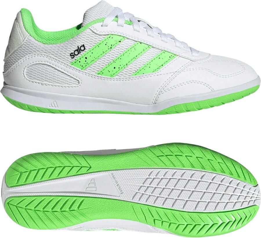 Adidas Super Sala III Zaalvoetbalschoenen (IN) Kids Wit Lichtgroen Zwart