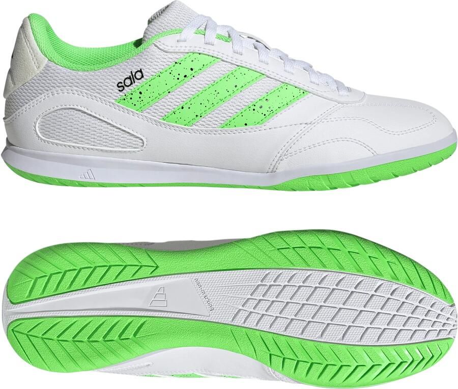 Adidas Super Sala III Zaalvoetbalschoenen (IN) Wit Lichtgroen Zwart