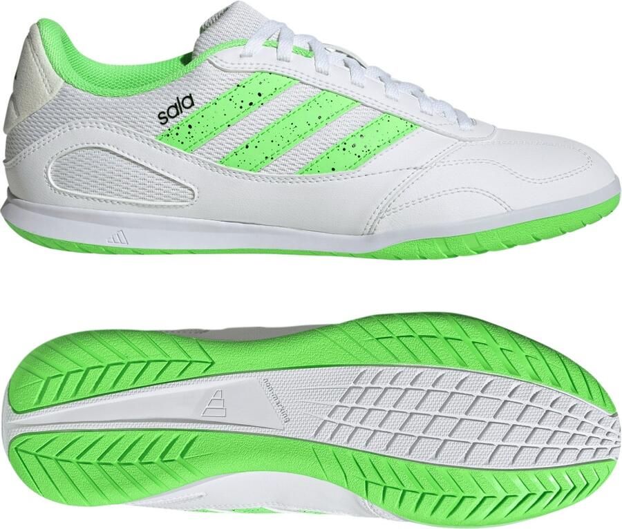Adidas Super Sala III Zaalvoetbalschoenen (IN) Wit Lichtgroen Zwart