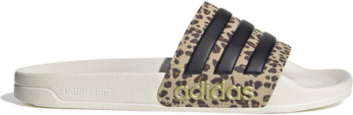 Adidas Adilette Shower Slippers Wit Zwart Beige Luipaardprint