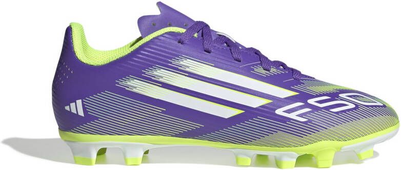 Adidas F50 Club Gras Kunstgras Voetbalschoenen (MG) Kids Paars Wit Neongeel