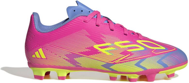 Adidas F50 Club Gras Kunstgras Voetbalschoenen (MG) Kids Roze Neongeel Blauw - Foto 3