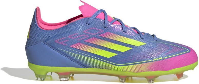 Adidas F50 Elite Gras Voetbalschoenen (FG) Kids Blauw Neongeel Roze