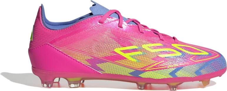 Adidas F50 Elite Gras Voetbalschoenen (FG) Kids Roze Neongeel Blauw