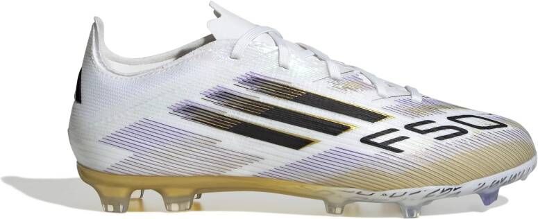 Adidas F50 Elite Gras Voetbalschoenen (FG) Kids Wit Zwart Goud