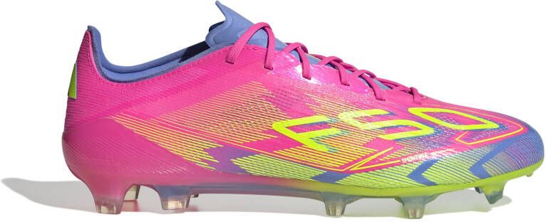Adidas F50 Elite Gras Voetbalschoenen (FG) Roze Neongeel Blauw